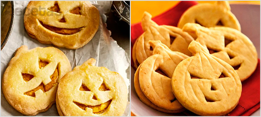 Sándwiches de Galletas de Naranja en Forma de Calabaza